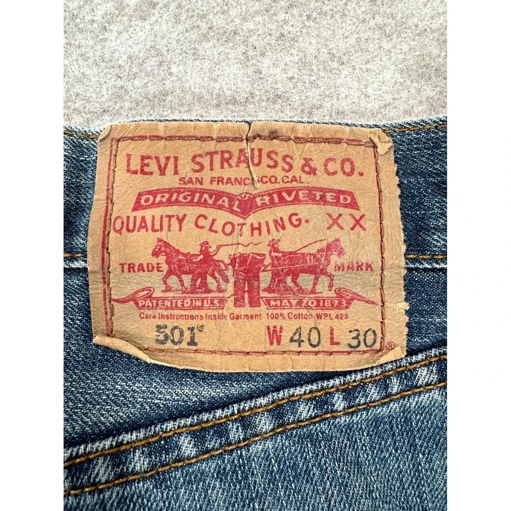 Vintage Levi's 501 Original Jeans Mens 40x30 Blue Denim Straight Leg Button Fly